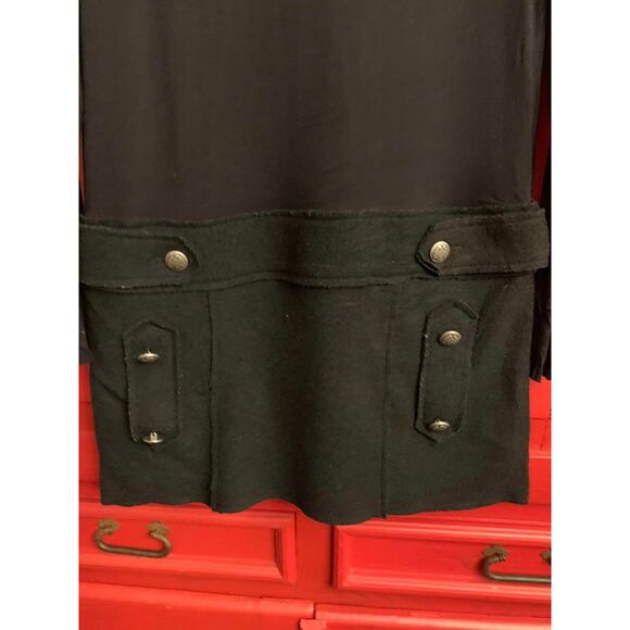 Bailee/44 Size Small Mod Style Black Dress Silver Buttons Super Soft Bodice EUC - Picture 4 of 4